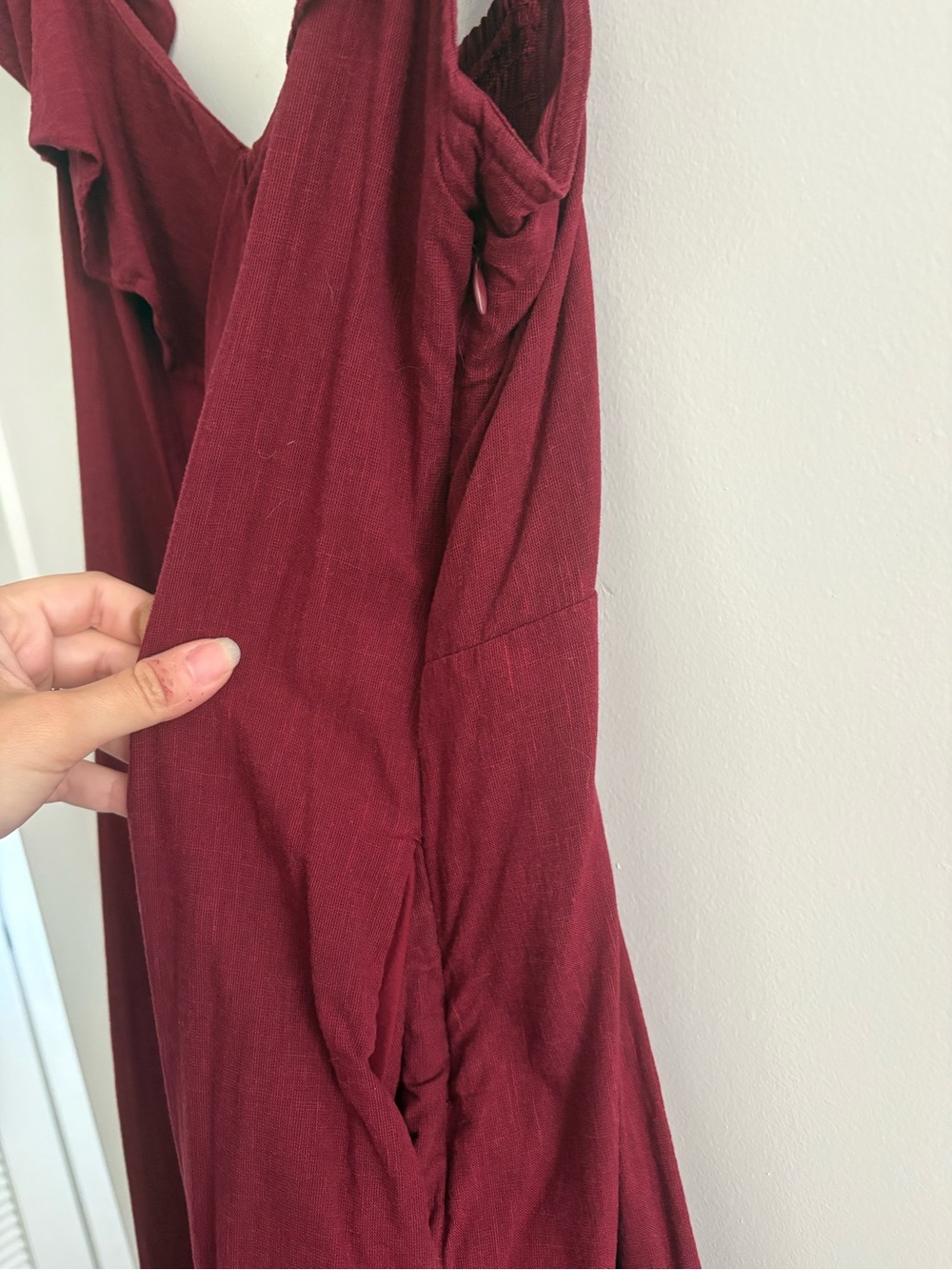 Universal Thread Wine Red Ruffle V-Neck Maxi Dress - Picture 3 of 7